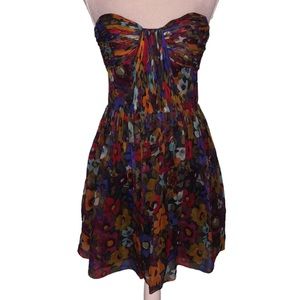 Jill Stuart silk floral strapless mini dress